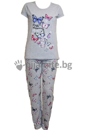 Дамски пижами Пижами с къс ръкав Дамска пижама - къс ръкав, дълъг панталон Пеперуди 12638